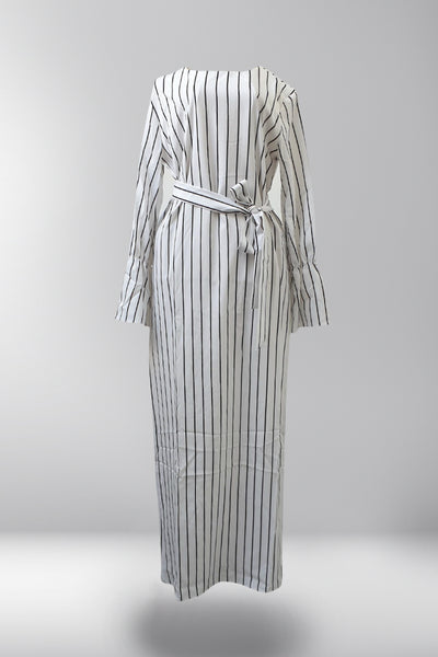 Aaliyah Pinstripe Dress - Dove