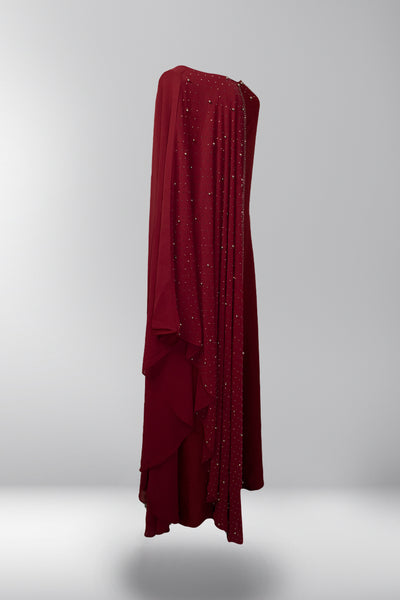 Lana Closed Abaya - Scarlet Red